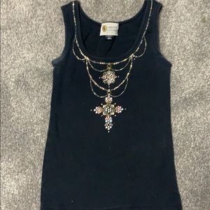 Christine Alexander Studded Cross Tank Top